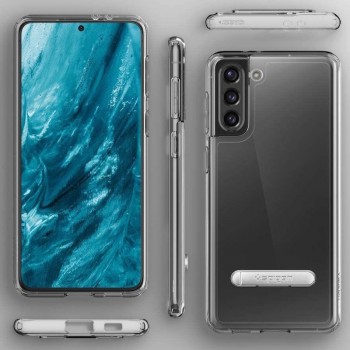 Spigen Ultra Hybrid S skaidrus dėklas - su kojele (Samsung S21 Plus)